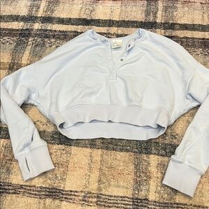 Aerie Throwback Snap Fleece Crewneck Sweatshirt